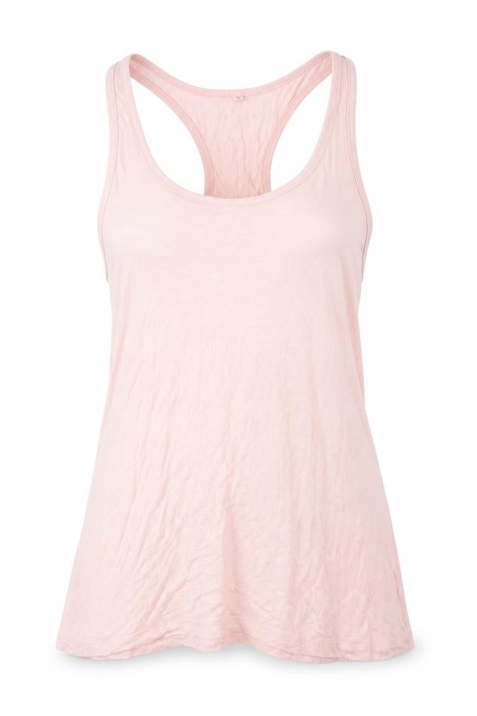 Front view of WorkOut women’s pink basic tank, size UK 8