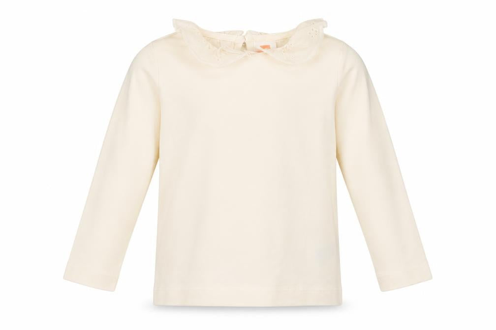Front view of HEMA girls’ orange basic t-shirt, size 6-9, months