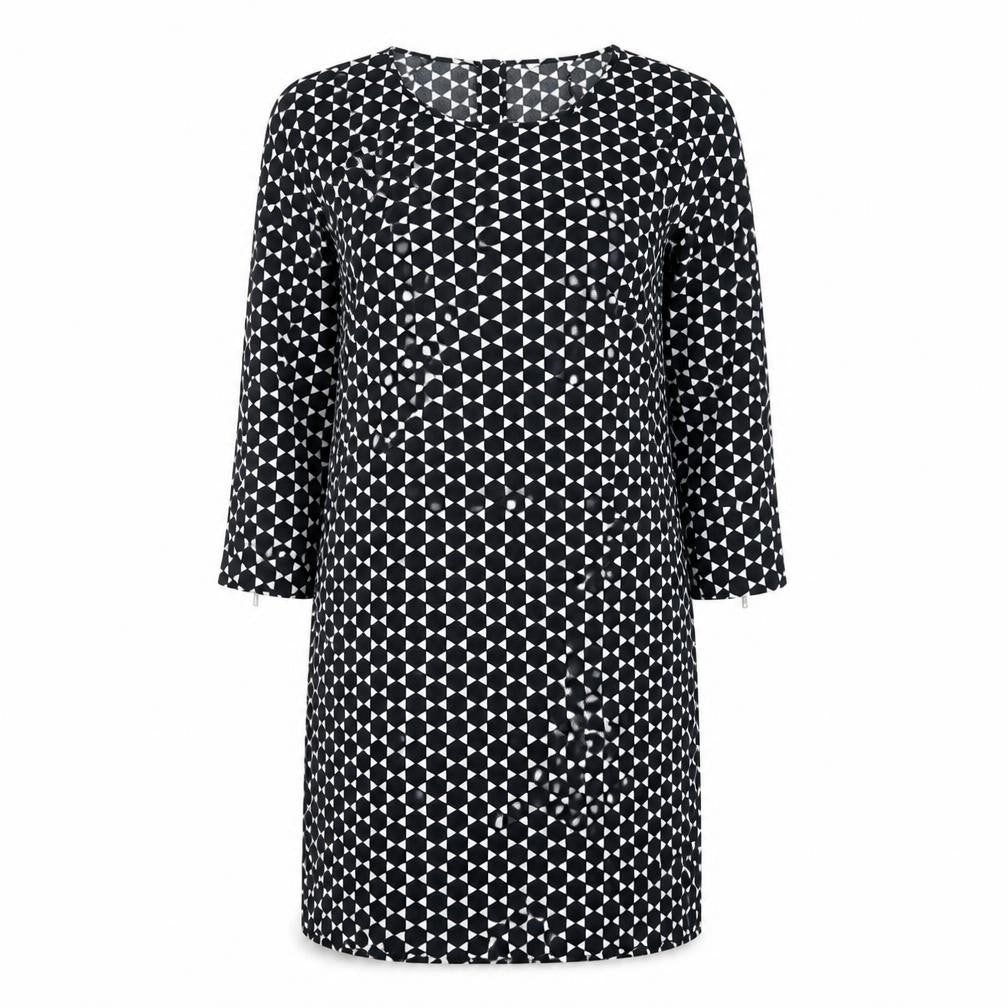 Front view of Ellos women’s multicoloured geometric a-line, size UK 14