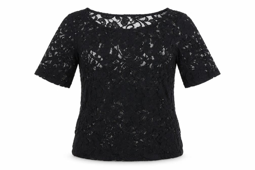 Front view of George women’s black floral basic blouse, size UK 12
