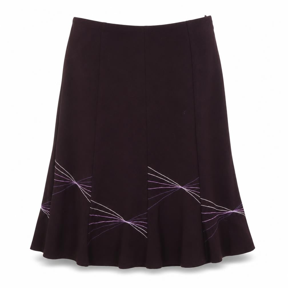 Front view of Preworn women’s purple peasant skirt