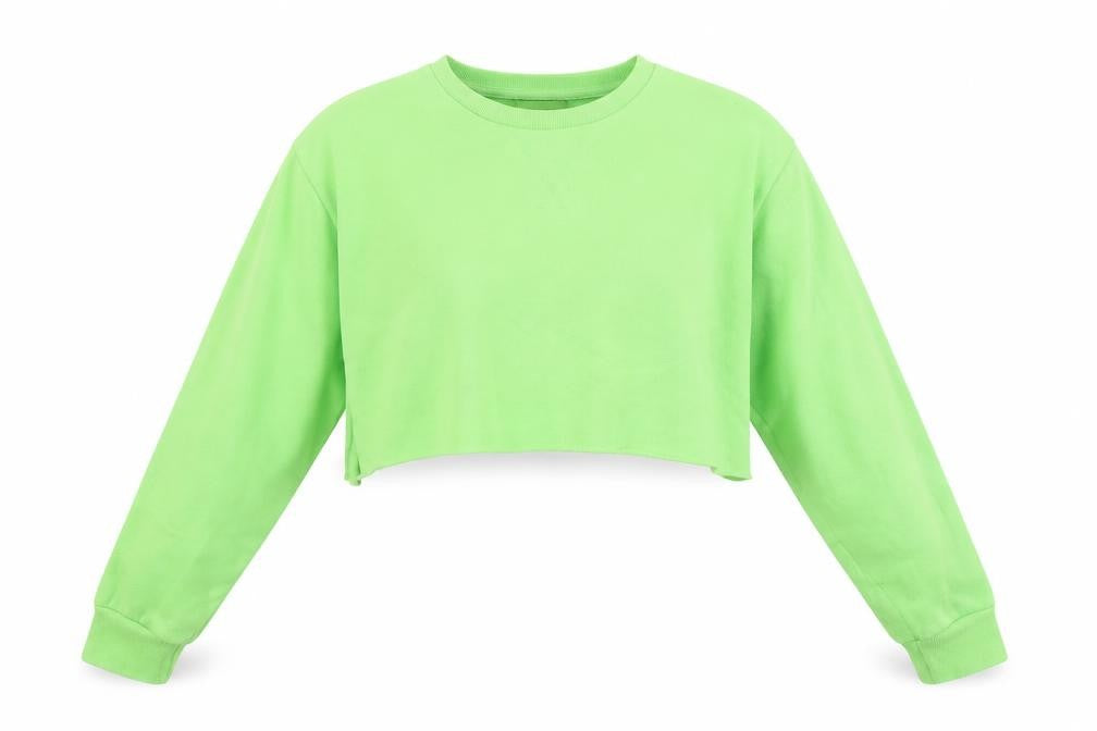 Front view of Primark women’s green pullover sweatshirt, size UK 14