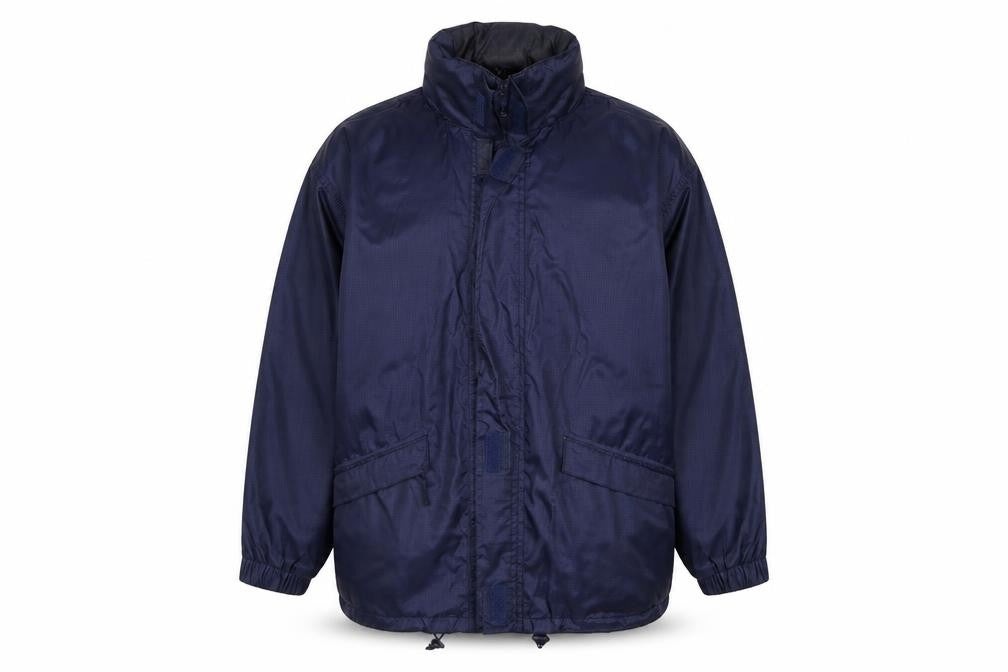 Front view of GTI men’s blue coat, size L