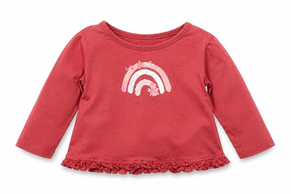 Front view of George Baby Red Basic T-Shirt, size 3-6, Months - rainbow