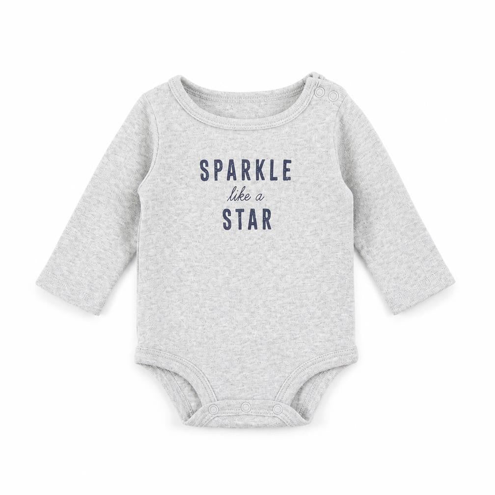 Front view of Carters Baby Grey Romper One-Piece, size 3-6, Months