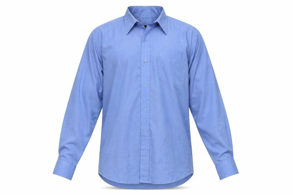 Front view of F&F men’s blue button-up, size 13