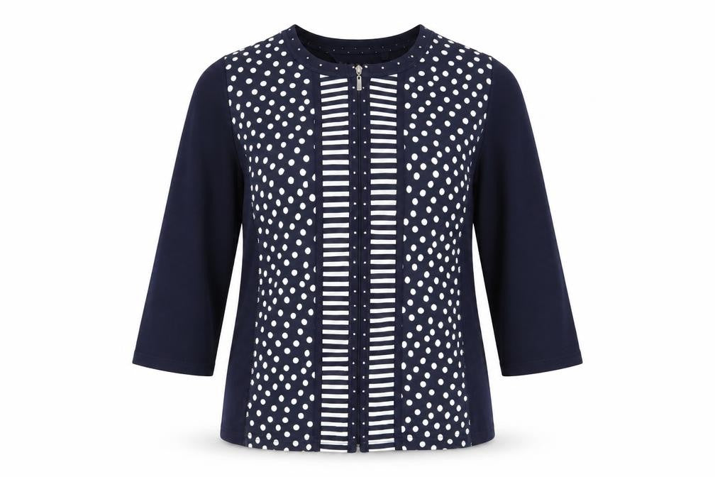 Front view of Canda women’s blue full zip jumper, size L