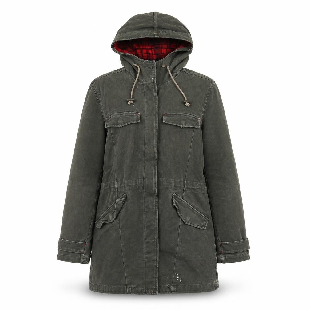 Front view of Warehouse women’s brown gilet coat, size UK 10