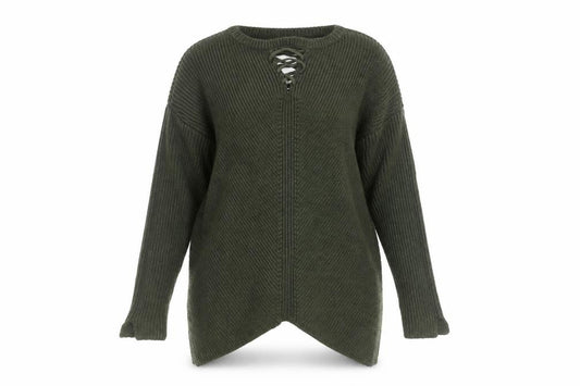 Front view of Select women’s green jumper, size UK 10