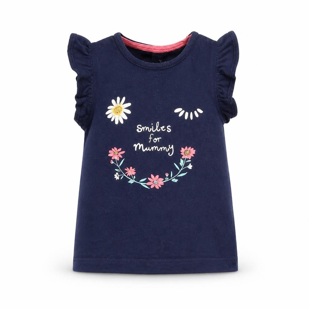 Front view of F&F Baby Blue Basic T-Shirt, size 3-6, Months