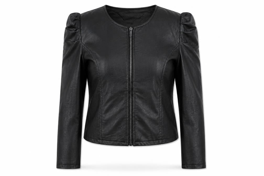 Front view of Preworn women’s black jacket, size XL