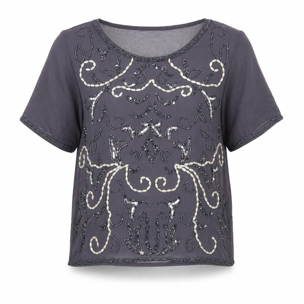 Front view of Blue Vanilla women’s grey basic blouse, size S