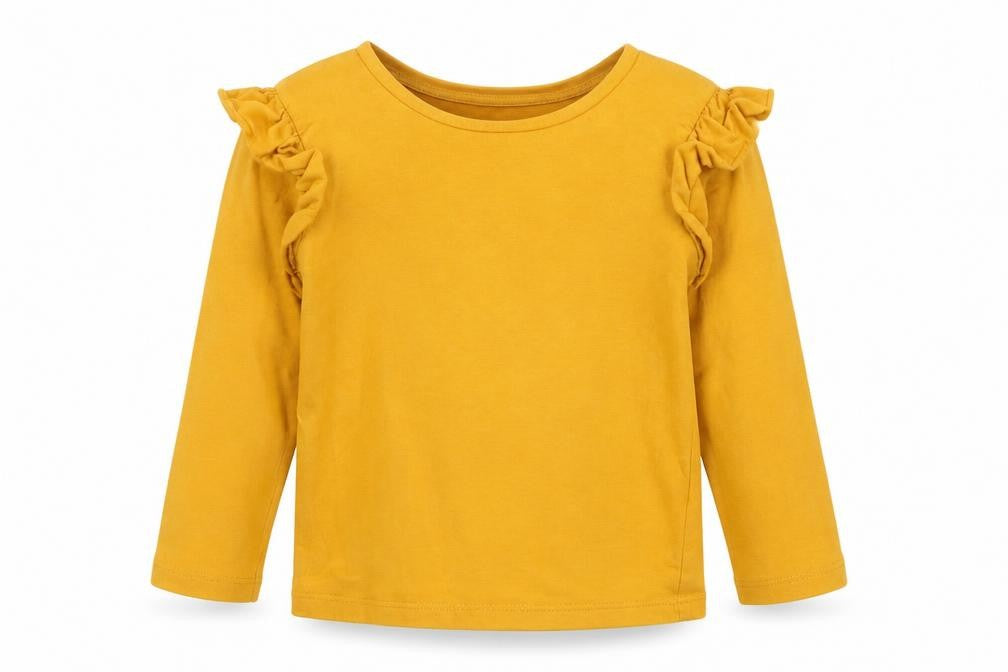 Front view of Matalan girls’ yellow basic t-shirt, size 2, years - mustard
