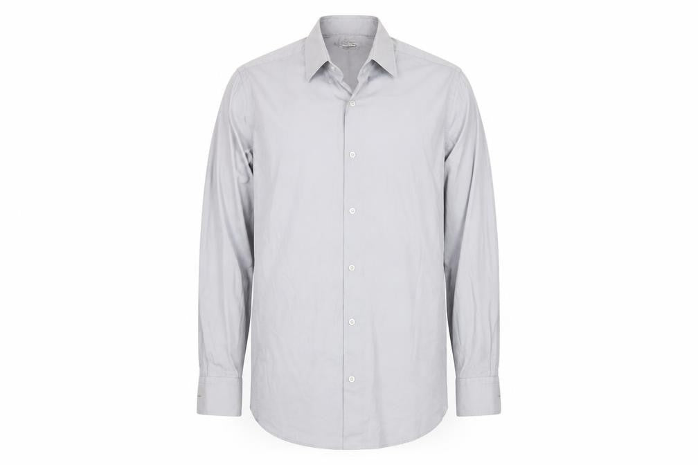Front view of Zara men’s grey button-up, size L