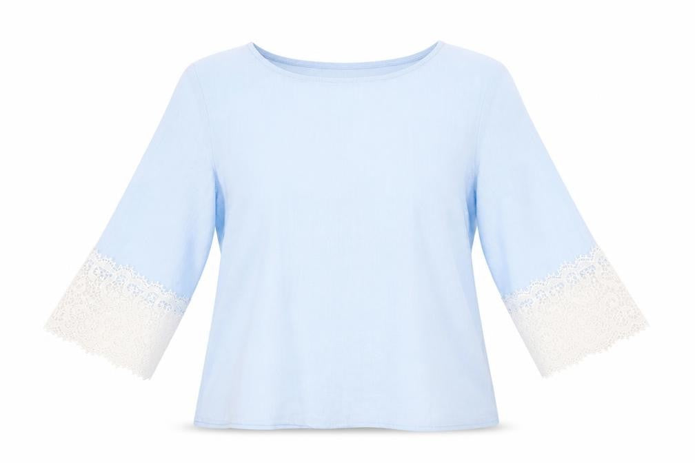 Front view of VILA women’s blue basic blouse, size M