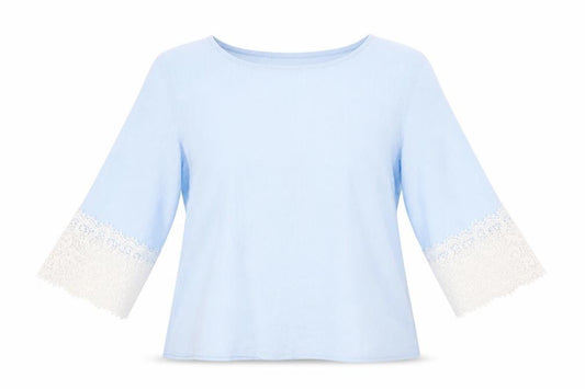 Front view of VILA women’s blue basic blouse, size M