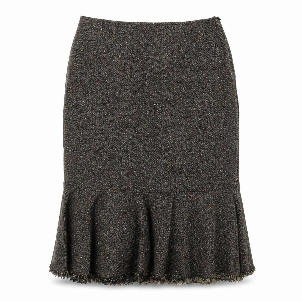 Adini Womens Brown Herringbone  Straight & Pencil Skirt Size L