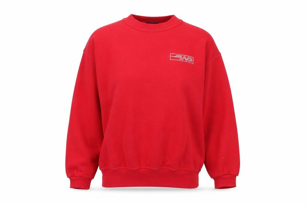 Front view of Uneek women’s red jumper, size M