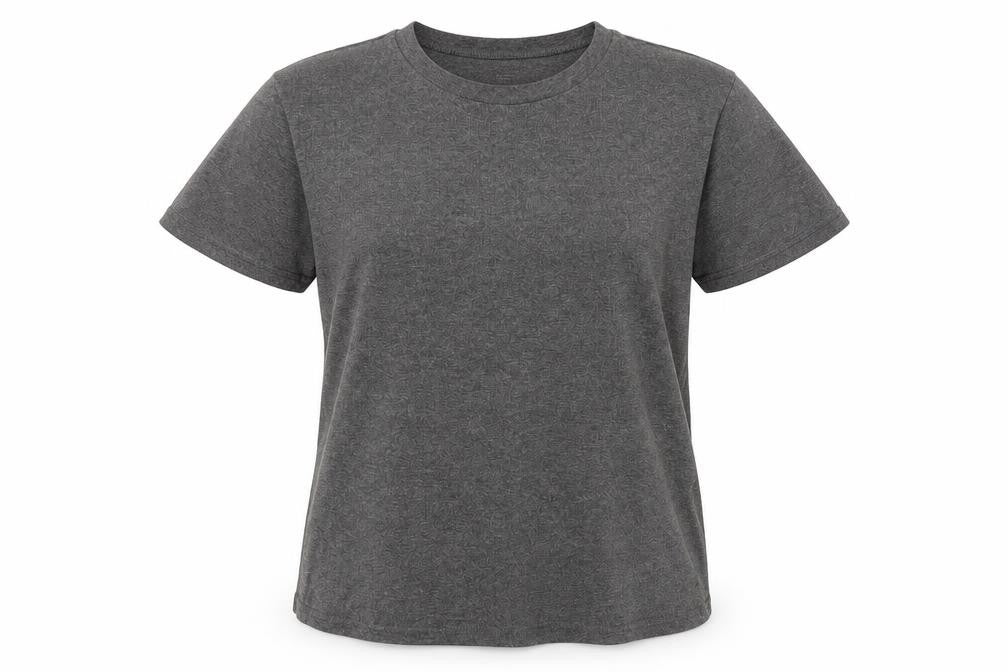 Front view of UrbanSpirit women’s grey basic t-shirt, size L