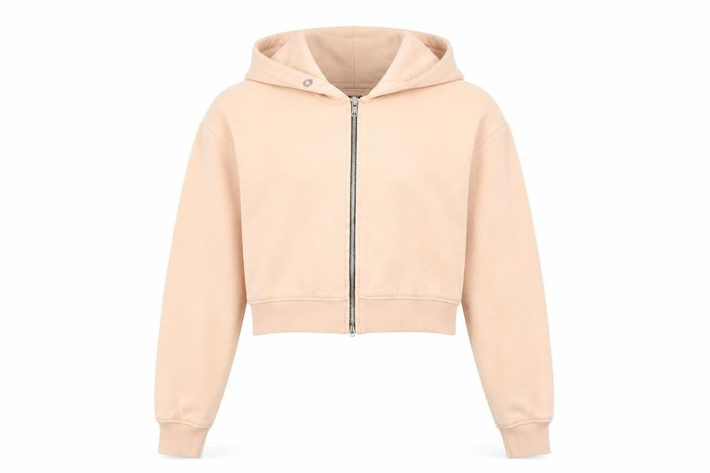 Front view of PRETTYLITTLETHING women’s pink full zip hoodie, size M