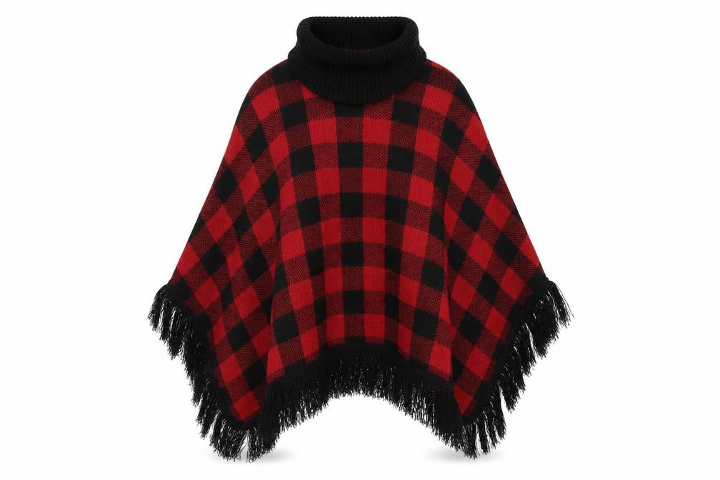 Front view of Preworn women’s red check knit jumper one size