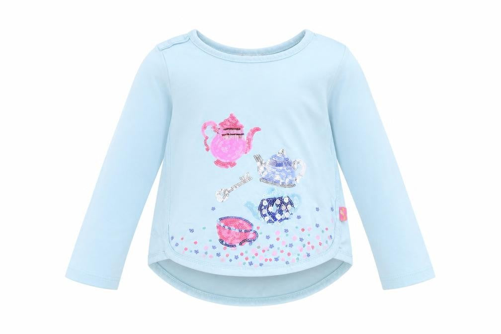 Front view of Bilieblush girls’ grey basic t-shirt, size 24, months