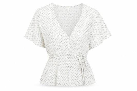 Front view of H&M women’s white basic blouse, size S