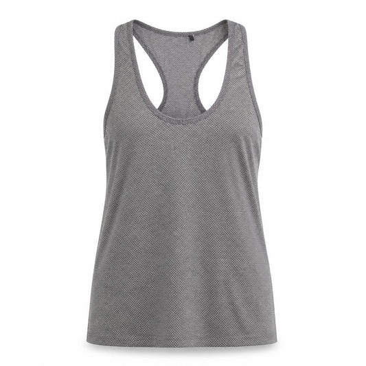 Front view of Primark women’s grey basic tank, size UK 8, - dotted pattern