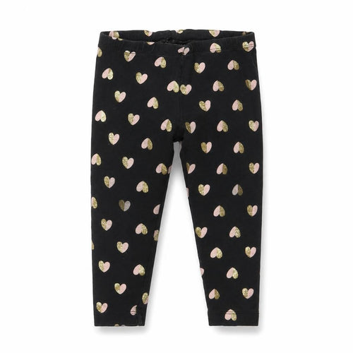 Preworn Girls Black   Carrot Trousers Size 2 Years - Heart pattern