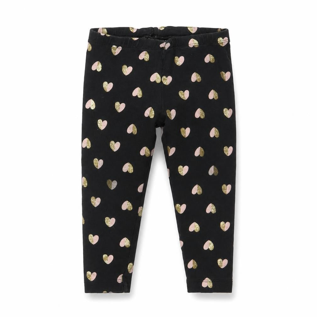 Preworn Girls Black   Carrot Trousers Size 2 Years - Heart pattern