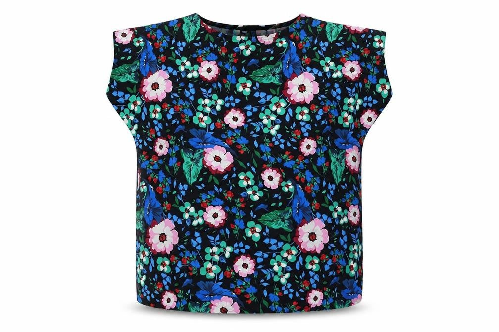 Front view of Tu women’s black floral basic blouse, size UK 10