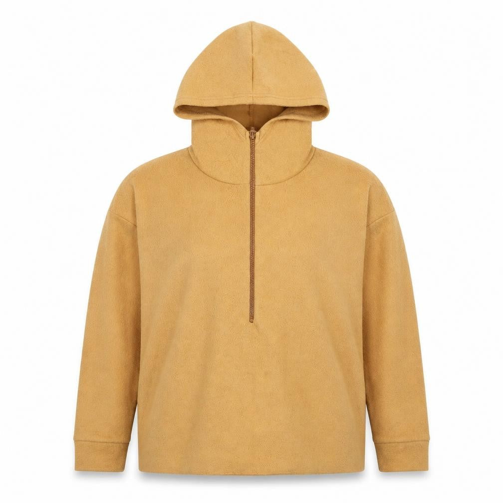 Front view of Missguided women’s beige fleece jacket, size UK 8, - oversized