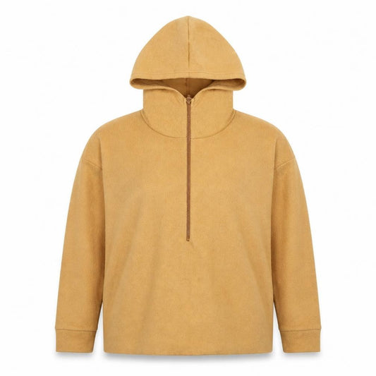 Front view of Missguided women’s beige fleece jacket, size UK 8, - oversized
