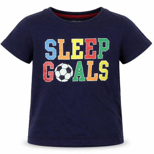 Jeff & Co Boys Blue Solid   Pyjama Top Size 2-3 Years  - Football Sleep Goals