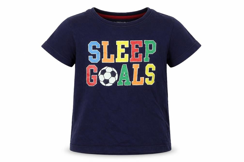 Jeff & Co Boys Blue Solid   Pyjama Top Size 2-3 Years  - Football Sleep Goals