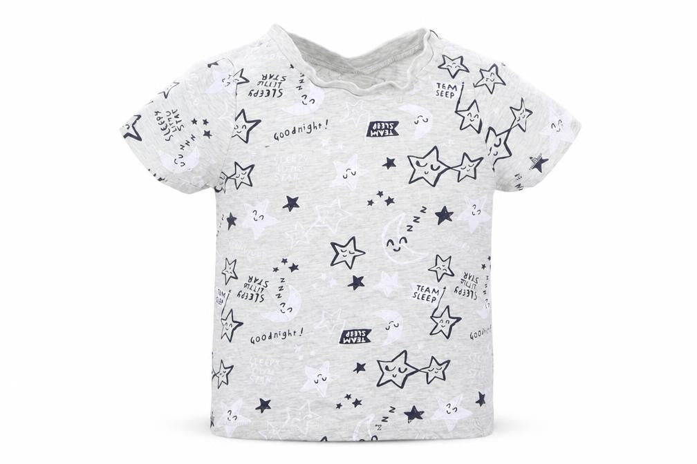 Front view of George boys’ grey basic t-shirt, size 2-3, years - stars