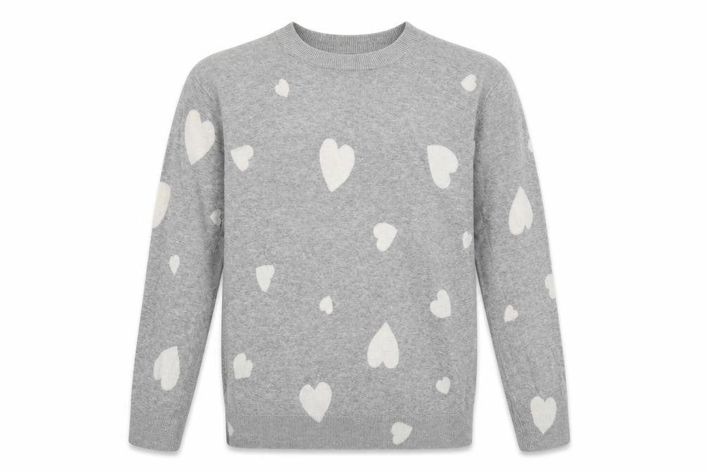 Front view of Marks & Spencer women’s grey polka dot pullover sweatshirt, size S