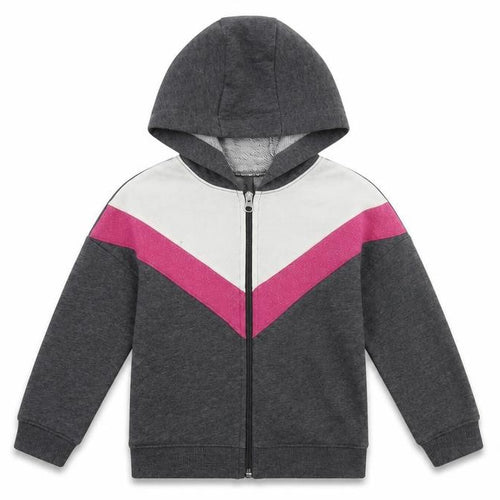 Sainsburys Girls Grey Striped  Full Zip Sweatshirt Size 5 Years