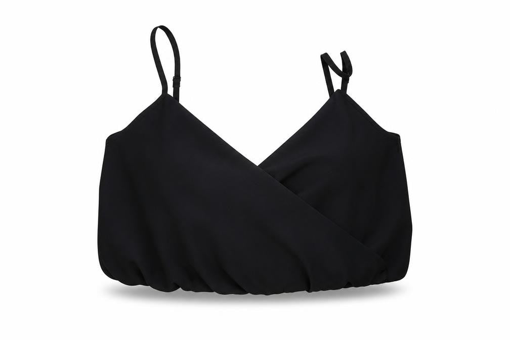 Front view of Miss Selfridge women’s black cropped tank, size UK 8