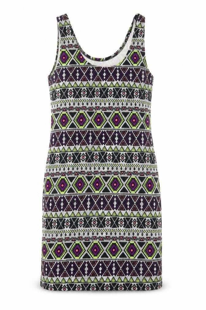 Front view of H&M women’s multicoloured geometric bodycon, size M