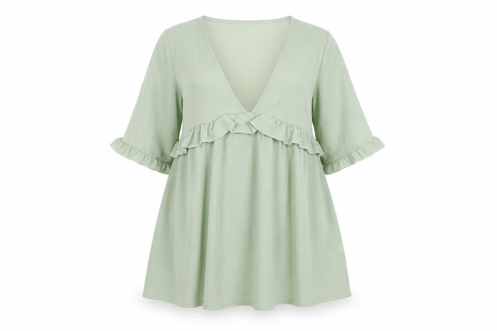 Front view of I SAW IT FIRST women’s green a-line, size UK 10