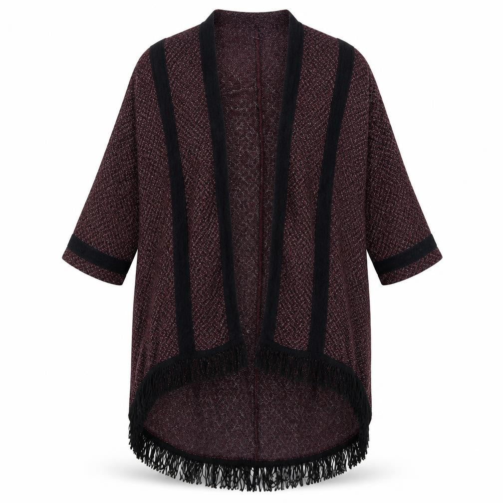 Front view of Miss Selfridge women’s red cardigan jumper, size UK 8