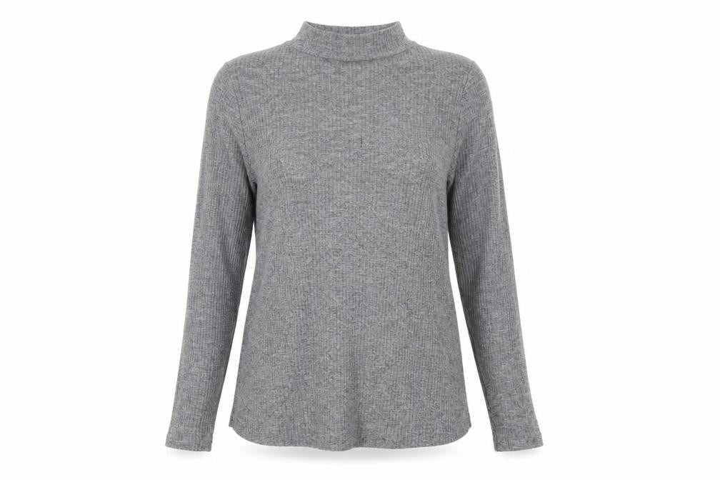 Front view of River Island women’s grey jumper, size UK 8