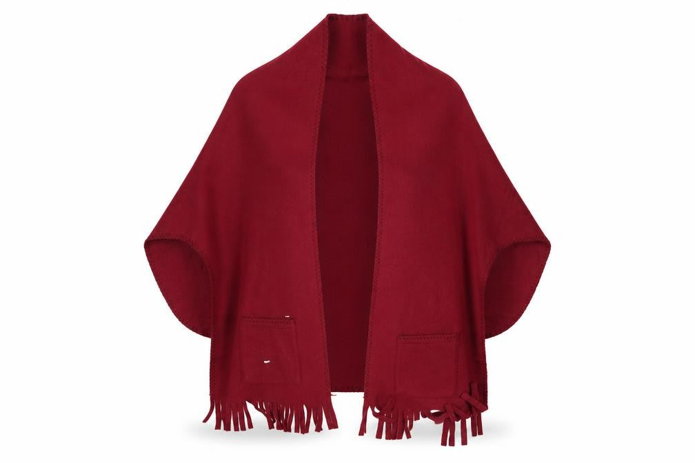 Front view of Preworn women’s red cape jumper one size