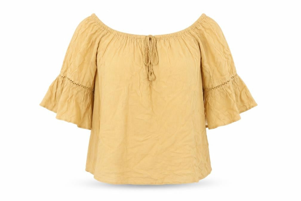 Front view of New Look women’s gold basic blouse, size UK 10