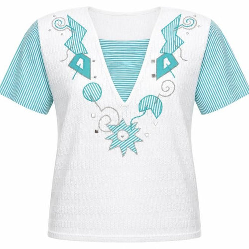 Adolfo Sport Womens White Geometric  Pullover Jumper Size M  - Applique decoration