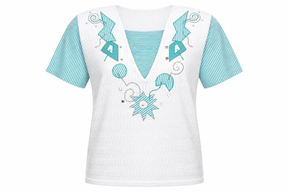 Adolfo Sport Womens White Geometric  Pullover Jumper Size M  - Applique decoration
