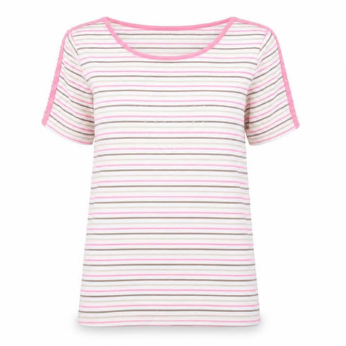 BM Casual Womens Pink Striped  Tunic T-Shirt Size M