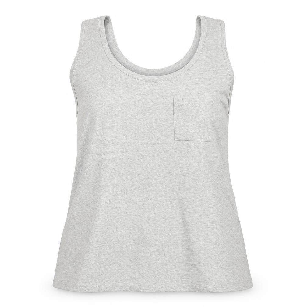 Front view of Preworn women’s grey basic tank, size UK 12