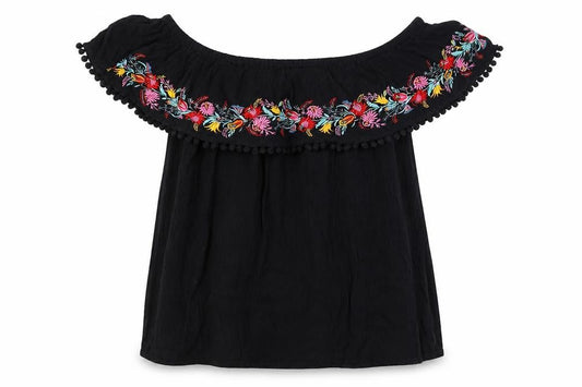 Front view of F&F women’s black basic blouse, size UK 10